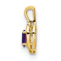 14k Amethyst and Diamond Heart Pendant-XBS481