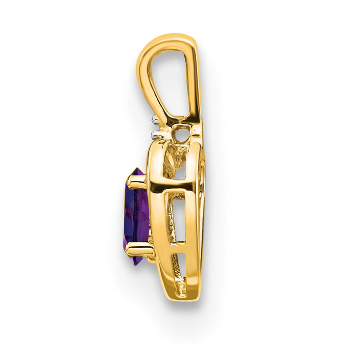 14k Amethyst and Diamond Heart Pendant-XBS481