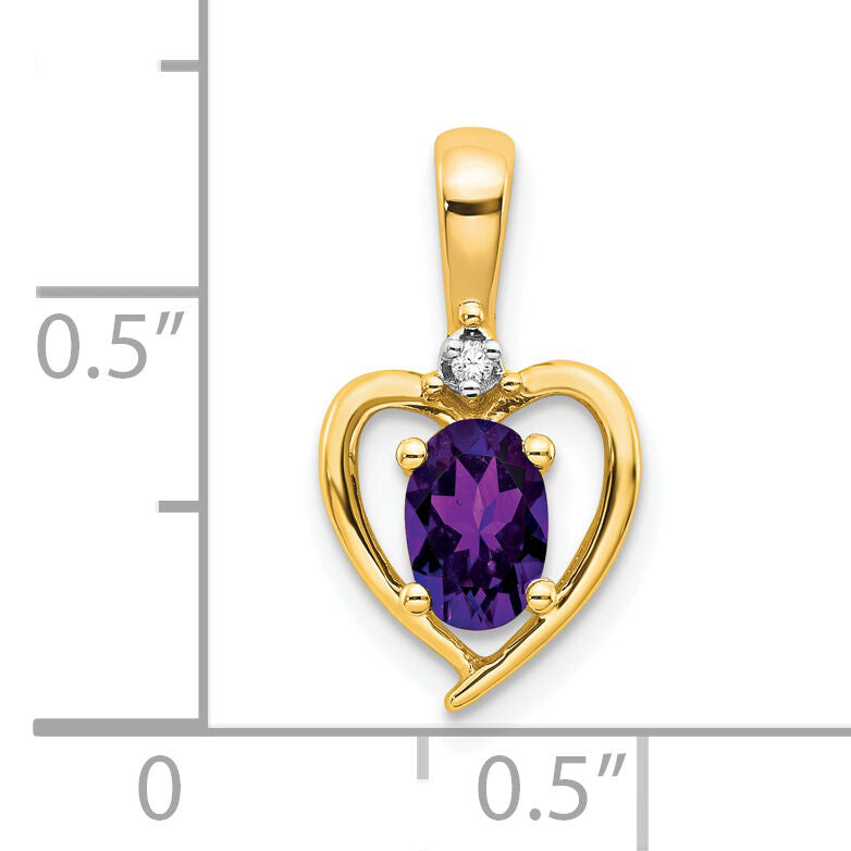 14k Amethyst and Diamond Heart Pendant-XBS481