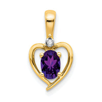 14k Amethyst and Diamond Heart Pendant-XBS481