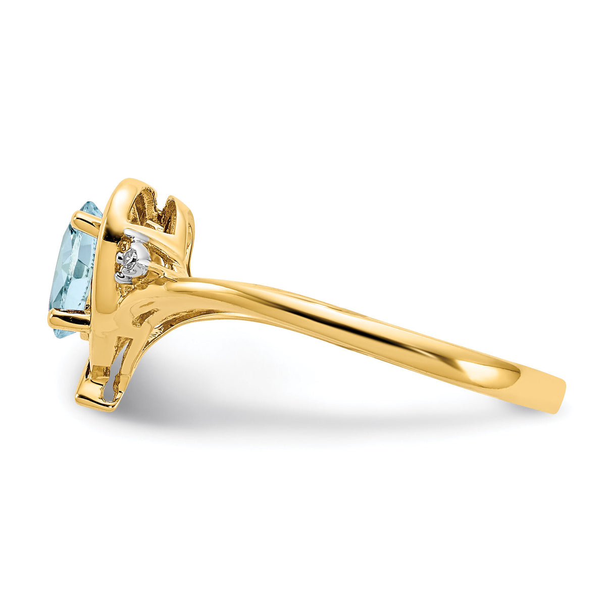 14k Aquamarine and Diamond Heart Ring-XBS482