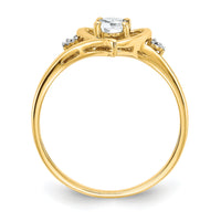 14k White Topaz and Diamond Heart Ring-XBS483