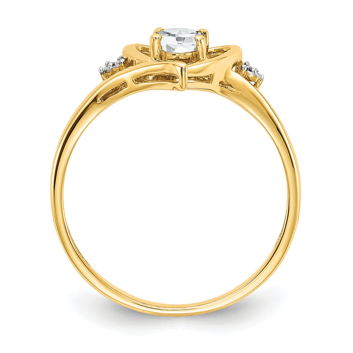 14k White Topaz and Diamond Heart Ring-XBS483