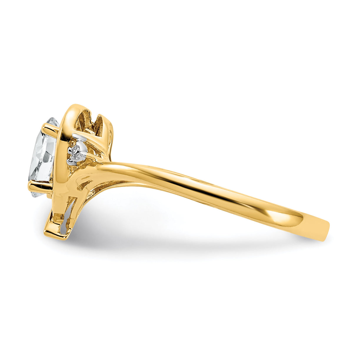 14k White Topaz and Diamond Heart Ring-XBS483