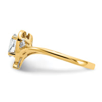 14k White Topaz and Diamond Heart Ring-XBS483