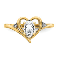 14k White Topaz and Diamond Heart Ring-XBS483