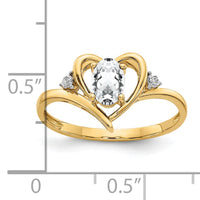 14k White Topaz and Diamond Heart Ring-XBS483