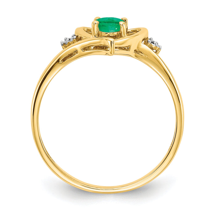 14k Emerald and Diamond Heart Ring-XBS484