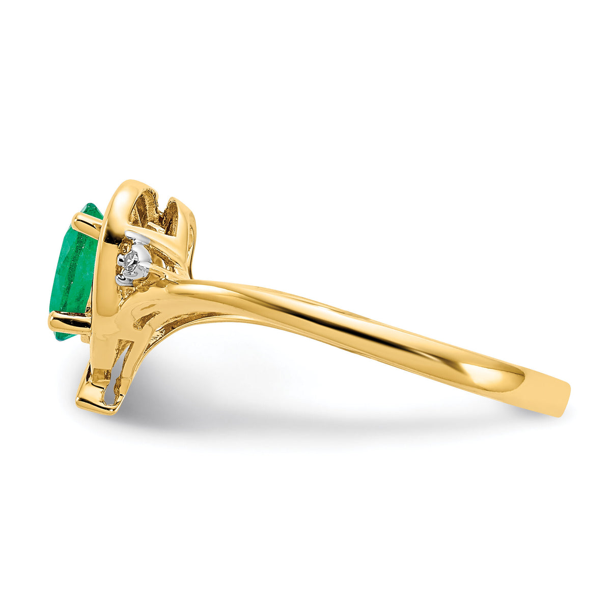 14k Emerald and Diamond Heart Ring-XBS484
