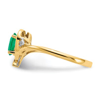 14k Emerald and Diamond Heart Ring-XBS484