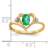 14k Emerald and Diamond Heart Ring-XBS484
