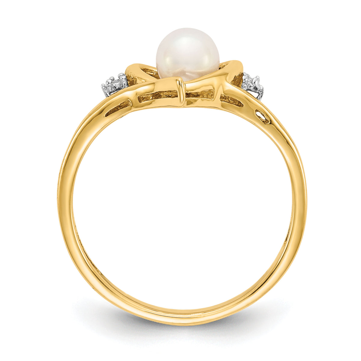 14k FW Cultured Pearl and Diamond Heart Ring-XBS485