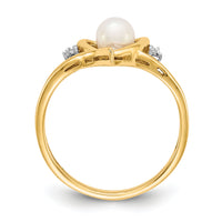14k FW Cultured Pearl and Diamond Heart Ring-XBS485