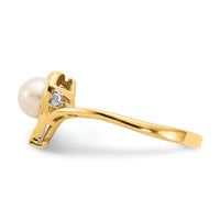 14k FW Cultured Pearl and Diamond Heart Ring-XBS485