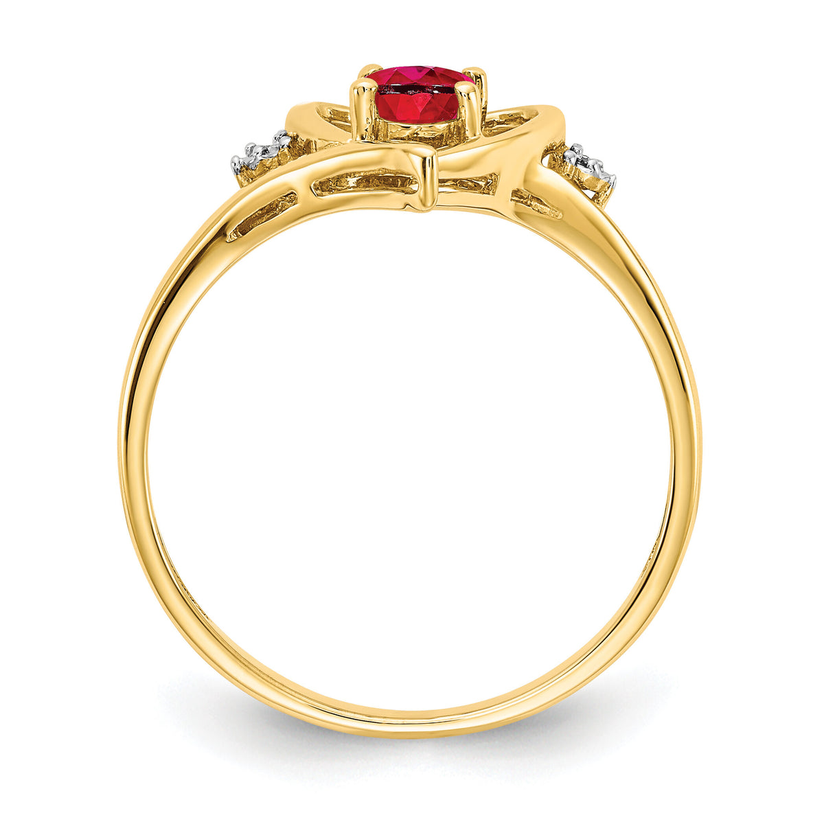 14k Ruby and Diamond Heart Ring-XBS486