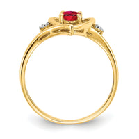 14k Ruby and Diamond Heart Ring-XBS486