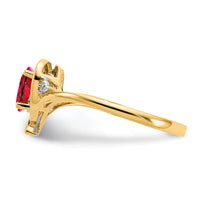 14k Ruby and Diamond Heart Ring-XBS486