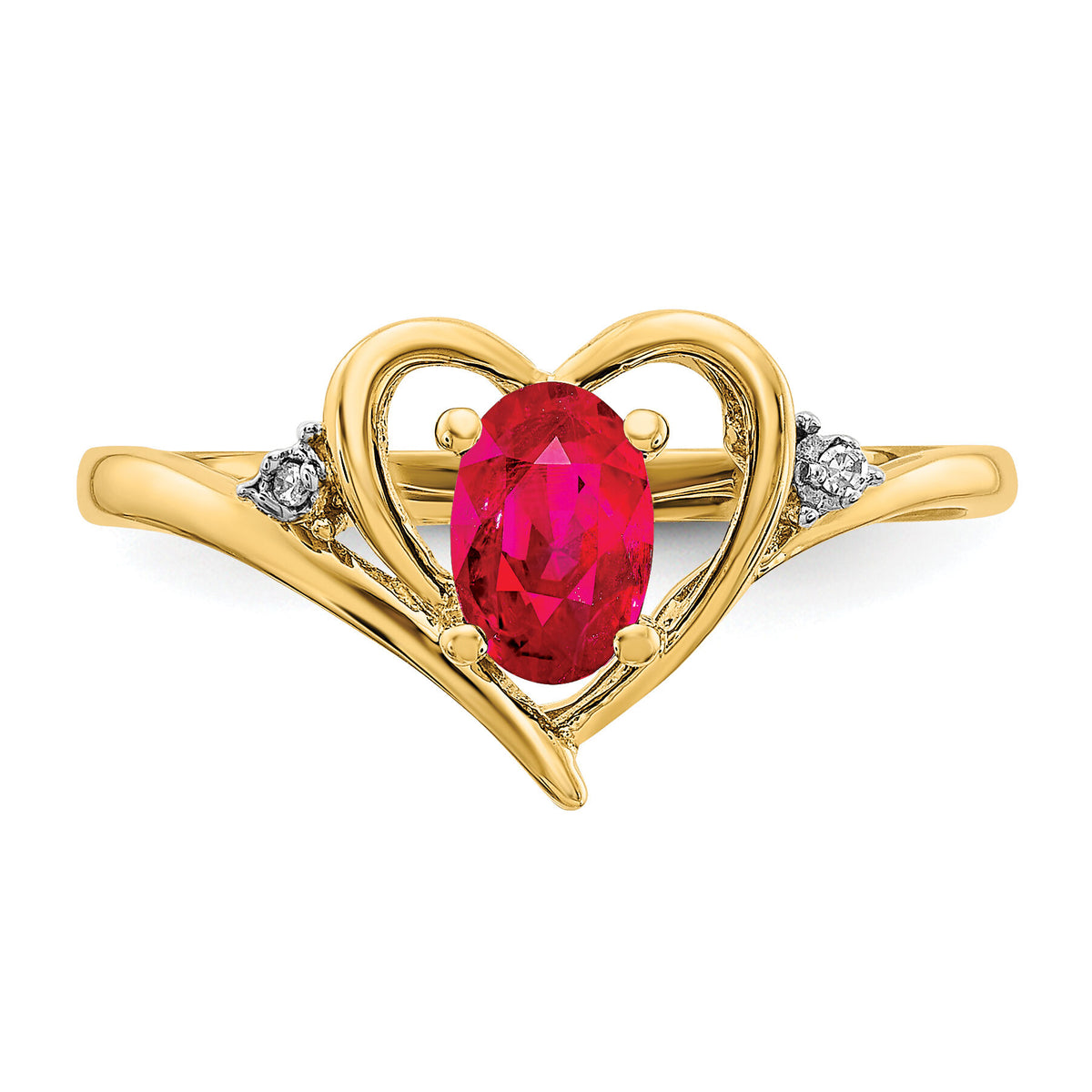 14k Ruby and Diamond Heart Ring-XBS486