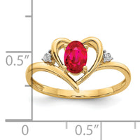 14k Ruby and Diamond Heart Ring-XBS486