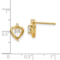 14k White Topaz and Diamond Heart Earrings-XBS488