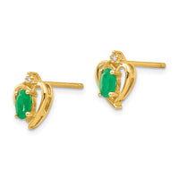 14k Emerald and Diamond Heart Earrings-XBS489