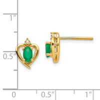 14k Emerald and Diamond Heart Earrings-XBS489