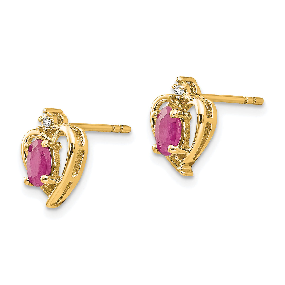 14k Ruby and Diamond Heart Earrings-XBS491