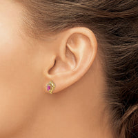 14k Ruby and Diamond Heart Earrings-XBS491