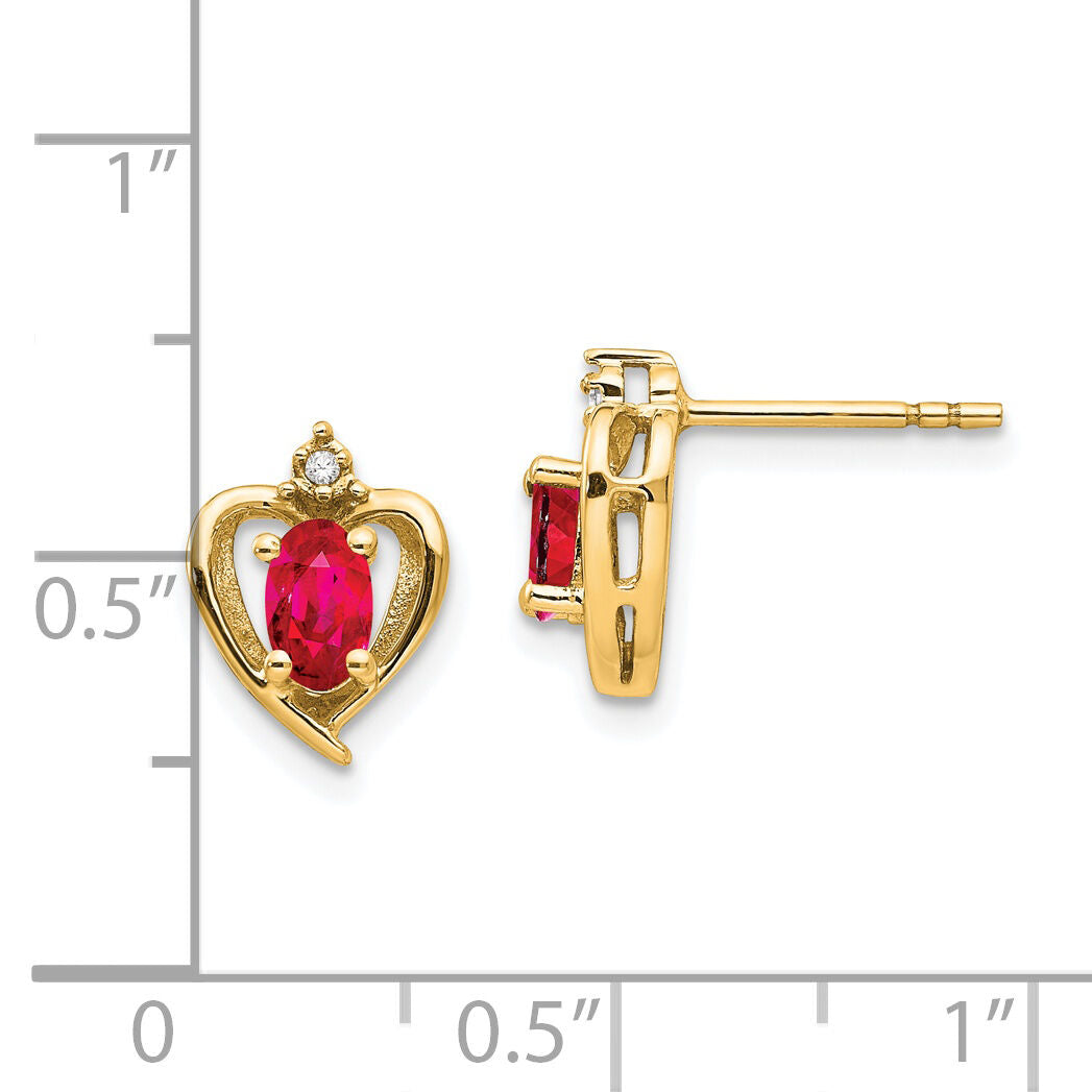 14k Ruby and Diamond Heart Earrings-XBS491