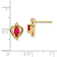 14k Ruby and Diamond Heart Earrings-XBS491
