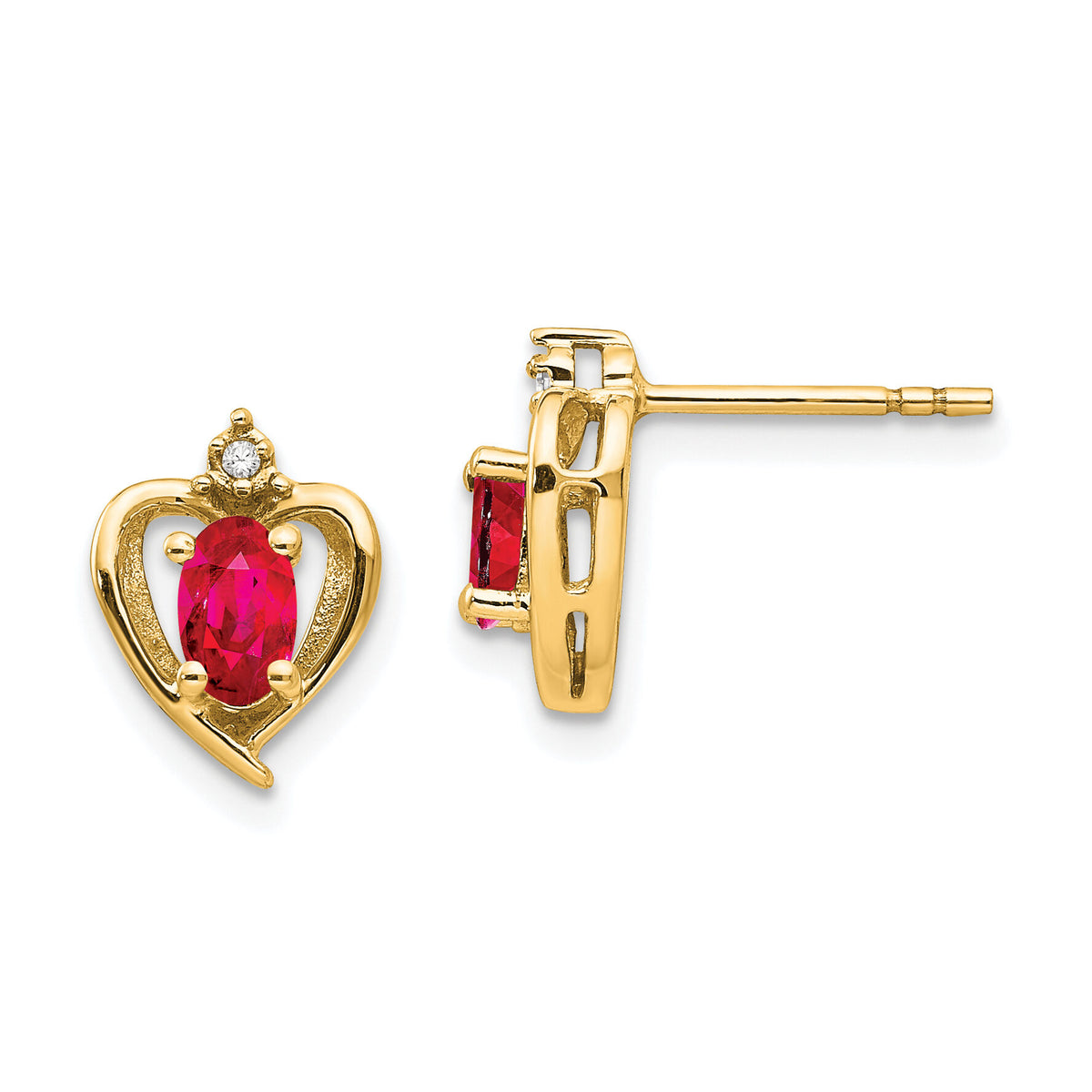 14k Ruby and Diamond Heart Earrings-XBS491