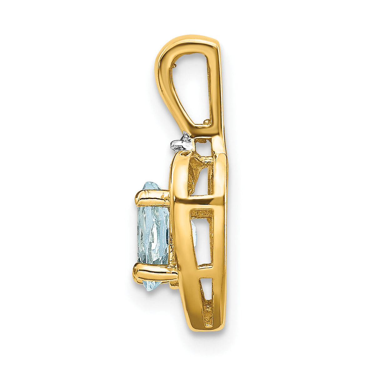 14k Aquamarine and Diamond Heart Pendant-XBS492