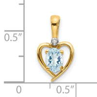 14k Aquamarine and Diamond Heart Pendant-XBS492