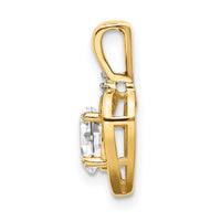 14k White Topaz and Diamond Heart Pendant-XBS493