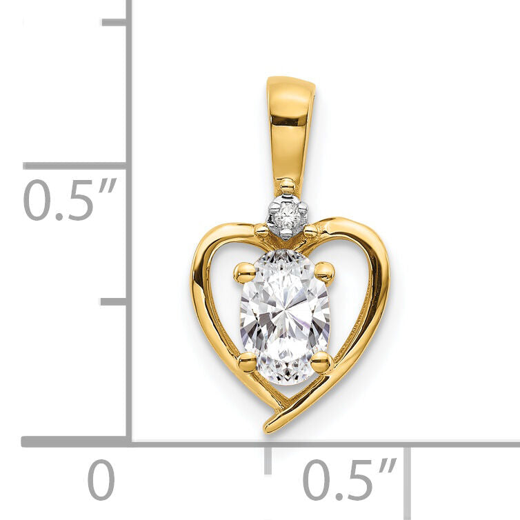 14k White Topaz and Diamond Heart Pendant-XBS493