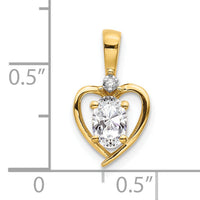 14k White Topaz and Diamond Heart Pendant-XBS493