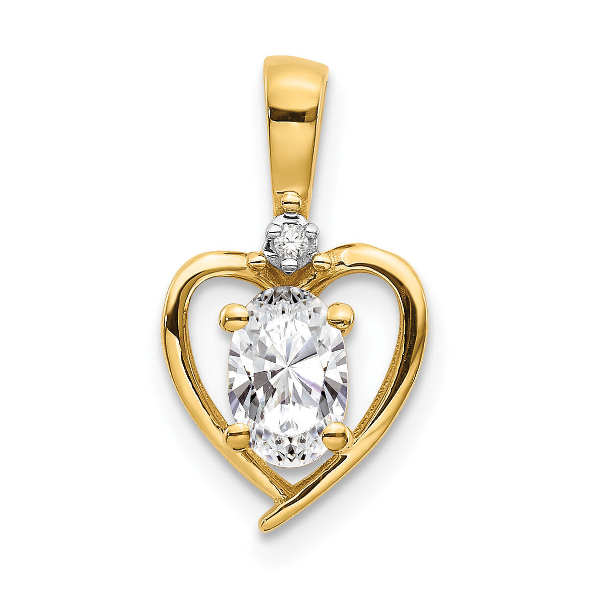 14k White Topaz and Diamond Heart Pendant-XBS493