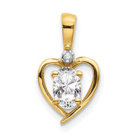 14k White Topaz and Diamond Heart Pendant-XBS493