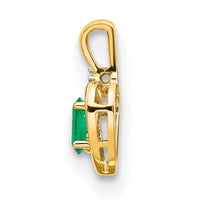 14k Emerald and Diamond Heart Pendant-XBS494