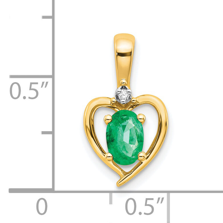 14k Emerald and Diamond Heart Pendant-XBS494