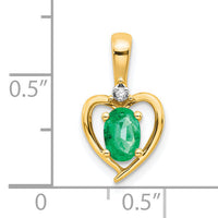 14k Emerald and Diamond Heart Pendant-XBS494