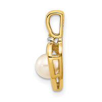 14k FW Cultured Pearl and Diamond Heart Pendant-XBS495
