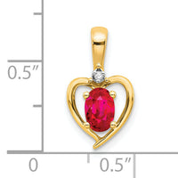 14k Ruby and Diamond Heart Pendant-XBS496