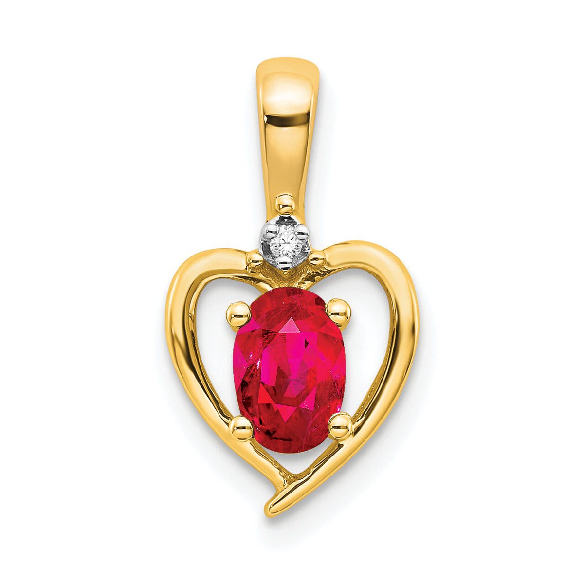 14k Ruby and Diamond Heart Pendant-XBS496