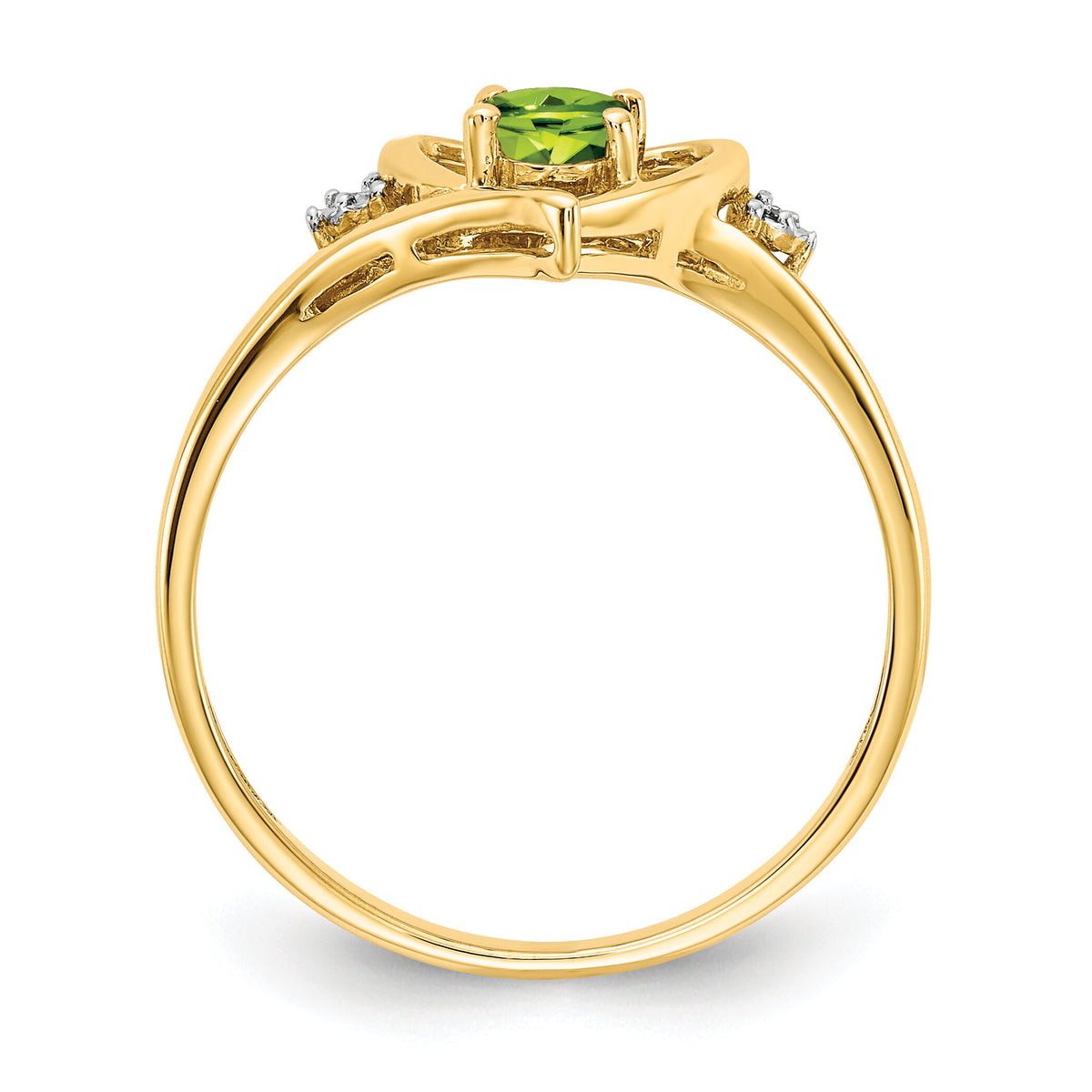 14k Peridot and Diamond Heart Ring-XBS497