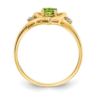14k Peridot and Diamond Heart Ring-XBS497