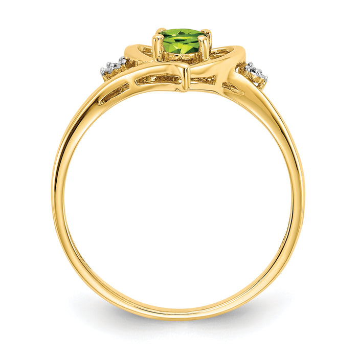 14k Peridot and Diamond Heart Ring-XBS497