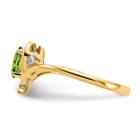 14k Peridot and Diamond Heart Ring-XBS497