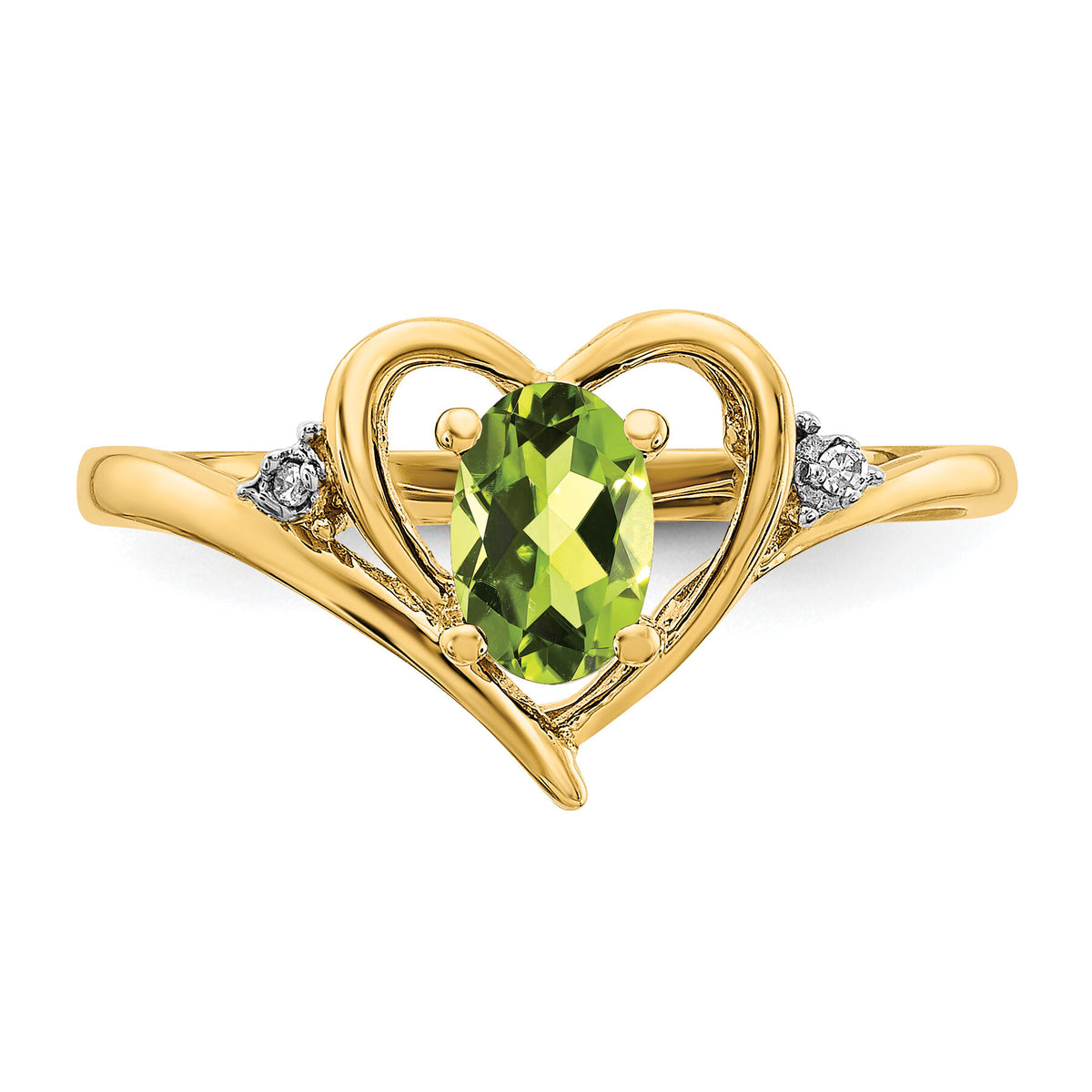 14k Peridot and Diamond Heart Ring-XBS497