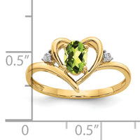 14k Peridot and Diamond Heart Ring-XBS497